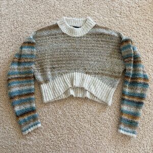 Striped Knit Cropped Sweater